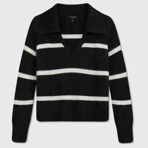 Banana Republic V-Neck Sweater - Womens Small Black / Off White - #48834-F9